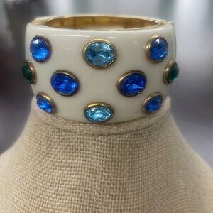 NWOT Neiman Marcus Ceramic Bracelet With Blue And Green Stones